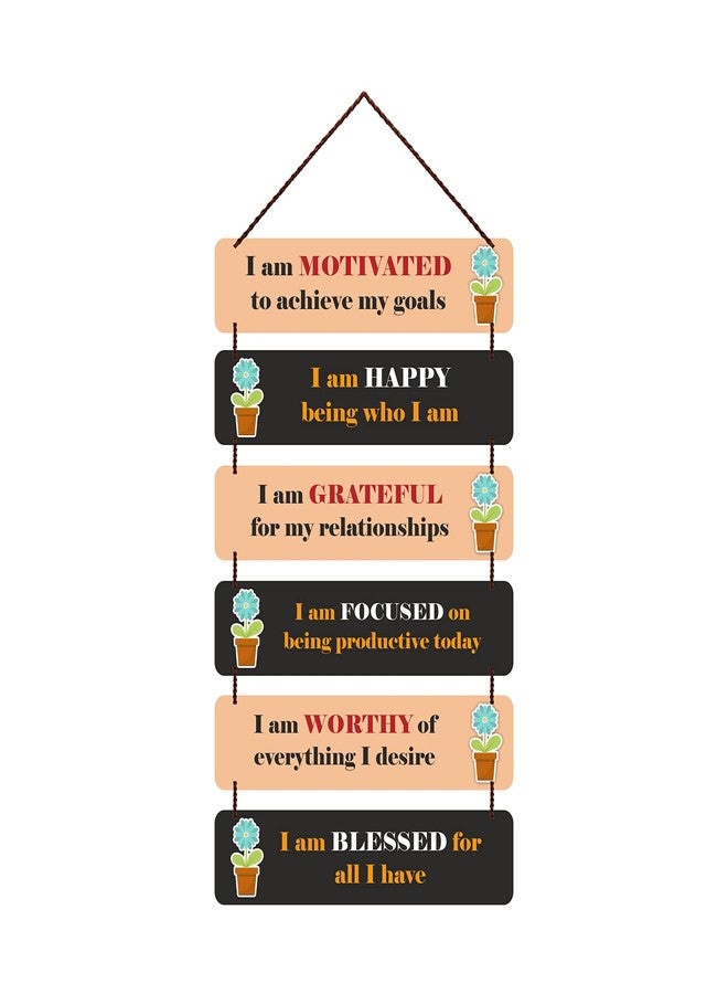 Freny Exim MDF Wooden Motivated Happy Blassed Decorative Wall Hanging Art Decoration Itam For Home | Living Room | Bedroom | Home Decor | Office | Gift | Quotes Decor | Wall Art For Hall 524 - Image 1